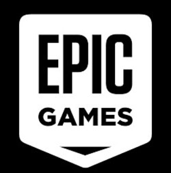 Black and white Epic Games logo