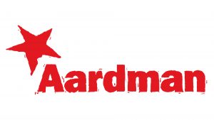 Aardman's bright red logo accompanied with a 5 point star