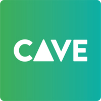 Cave academy logo, background is a verticle green ombre